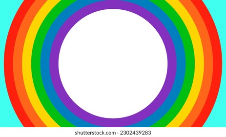 Background BG Abstract Rainbow Circular. Multicolored LGBT Pride Month. LGBTQ+ Colorful Radial Circle. Energy Power LGBTQIA Movement Circles.