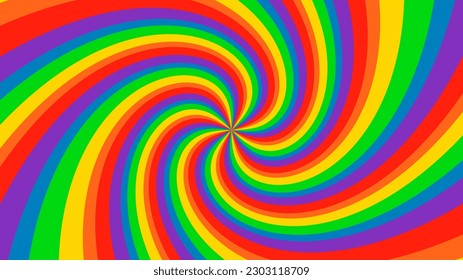 Hintergrund BG Abstrakter Regenbogen Vortex. Mehrfarbiger LGBT-Pride Monat. LGBTQ+ Farbvoll gefleckt. Energy Power LGBTQIA Bewegung Hypnose.