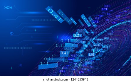 The background of big data vector of network technology is constructed by cosmic vortex, dynamic particle and data