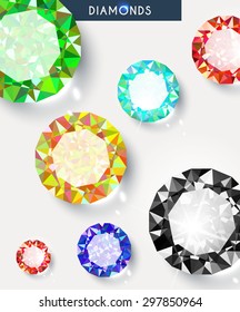 Background with a big, shiny and colored diamonds in vector