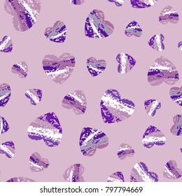 Background of big and small hearts . in purple colors. Vector.