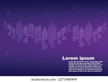 Background  big town or design template. Multilayer Silhouette of a night city. The center of the town - illustration.