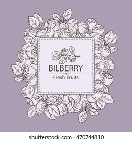 Background with bilberry . hand drawn