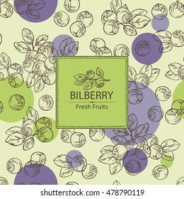 Background with bilberry . hand drawn