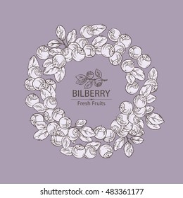 Background with bilberry . hand drawn