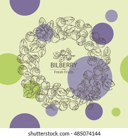 Background with bilberry . hand drawn
