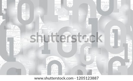 Background with binary code and electronic printed circuit board, digital code in abstract matrix cyberspace, server with big data and artificial intelligence