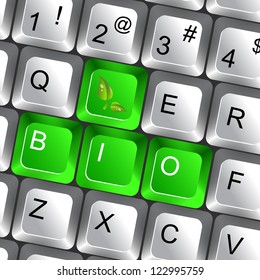 Background for bio with decoration of keyboard with special button