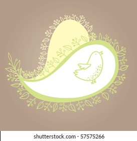 background with a bird and paisley