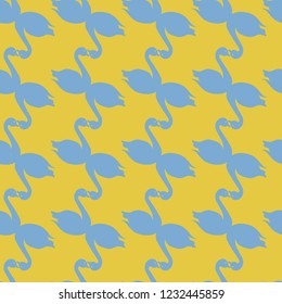 Background bird swan multicolor seamless pattern.