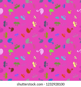 Background bird swan multicolor seamless pattern.