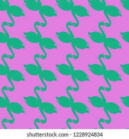 Background bird swan multicolored seamless pattern.