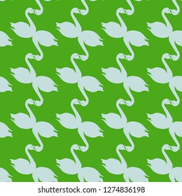 Background bird swan multicolored seamless pattern.