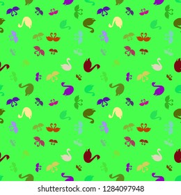 Background bird swan multicolored seamless pattern.