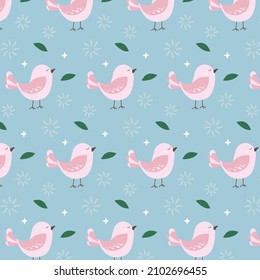 Antecedentes con dibujos animados de pájaros, empaquetado de aves Cutas y estilo de regalos.