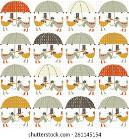 background with birds under umbrellas