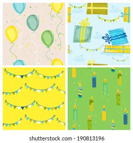 Antecedentes Cumpleaños Bear - patrones sin costura - en vector