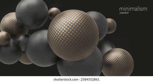 Background of black balls. Realistic balloon for labels, advertising . Bubble. Vector illustration.