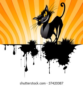 Background with black cat