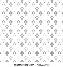 Background with black Christian Crosses from two lines. Texture isolated on white background. Pattern for  web site design or letter, banner etc. Vector illustration. Eps 10.
