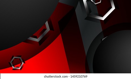 The background of the black circle paper is cut with hexagons and red
. suitable for your design background