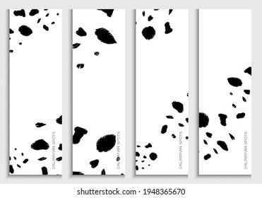 The background is black Dalmatian spots. Banner template with a blank space for your text. Vector, isolated on a white background.