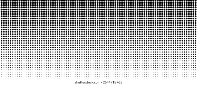 Plano de fundo com pontos pretos - vetor de ações. Efeito de pontos de meio-tom básicos em preto e branco. Efeito de meio-tom. Meio-tom de ponto. Preto branco meio-tom.pontos modernos artes