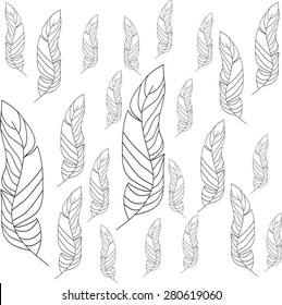background black feather shapes of different sizes