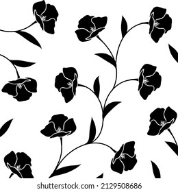Background black flowers on white background - vector image
