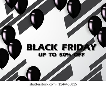 Background black friday and black balloons Vector illustrations