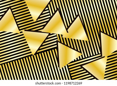 Background with black and gold geometric figures. Vector illustration.