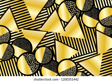 Background with black and gold geometric figures. Vector illustration.