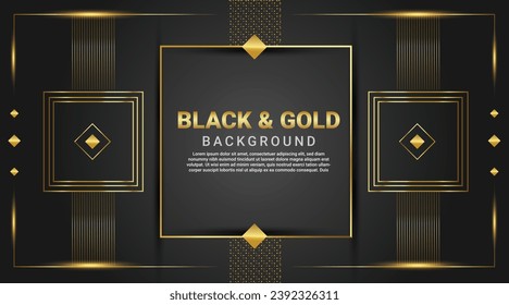 background black and gold square frame collage awarding nomination luxury website template