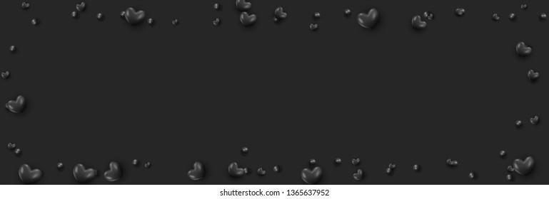 Background with black hearts and round beads