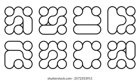background with black line liquid connected circle dots.metaballs pattern on white. abstarct geometric shapes collection Point movement flat icon	