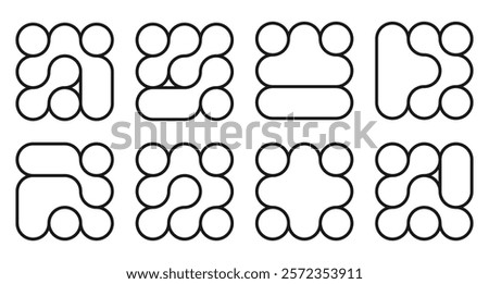 background with black line liquid connected circle dots.metaballs pattern on white. abstarct geometric shapes collection Point movement flat icon	