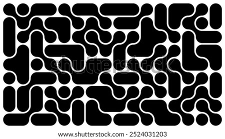 background with black liquid connected circle dots.metaballs pattern on white. abstarct geometric shapes collection Point movement flat icon	