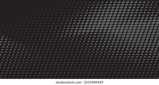 Background black with monochrome dotted texture. Polka dot pattern template vector dots pattern.