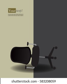 Background with black office chair that has turned over