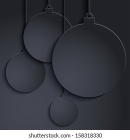 Background with black paper Christmas balls