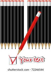 Background with black and red pencils