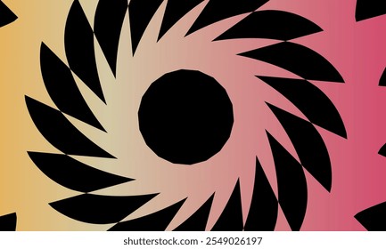 Background Black, red and slightly mixed yellow spiral pattern with a yellow and pink gradient background. The spiral is the main focus of the image, creating a sense of movement and energy.
