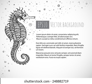 Background with black seahorse and place for your text