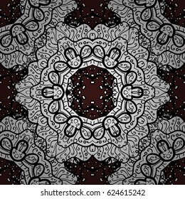 Background. Black spotted Vector illustration. Brown background. Beautiful pattern with abstract flowers.