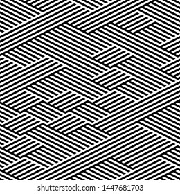 Background with black streaks. Vector seamless texture. Geometric abstract background. Pattern with 50% black and white streaks in foreground and 50% black and white streaks in background.
