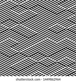 Background with black streaks. Vector seamless texture. Geometric abstract background. Pattern with 50% black and white streaks in foreground and 50% black and white streaks in background.