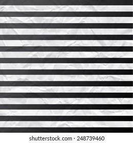 Background with black stripes of crumpled paper. Universal vector texture. Use for card, banner, letters, label etc. Eps 10. 
