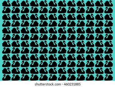 The background of black swans on a blue
