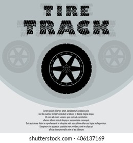 Background with black wheel tire track and sample text