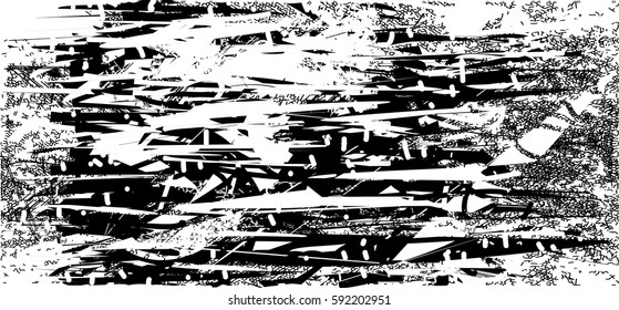 Background black and white abstract halftone texture vector with  dark spots, nets, lines and drawing